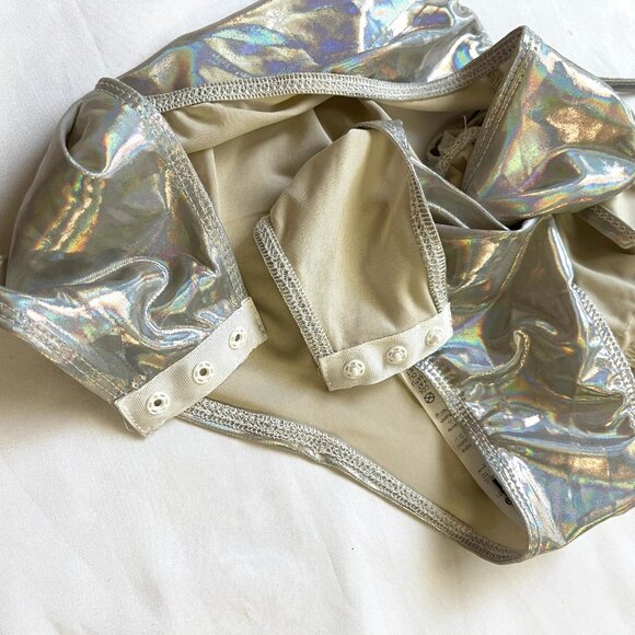 NWT Shein Hologram Tie Up  bodysuit Rave Festival Burning Man - Picture 10 of 10